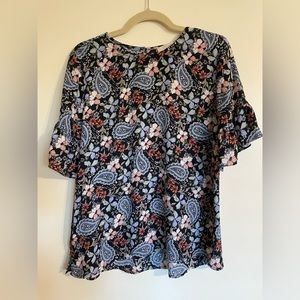 Loft Floral Navy Top Size Small